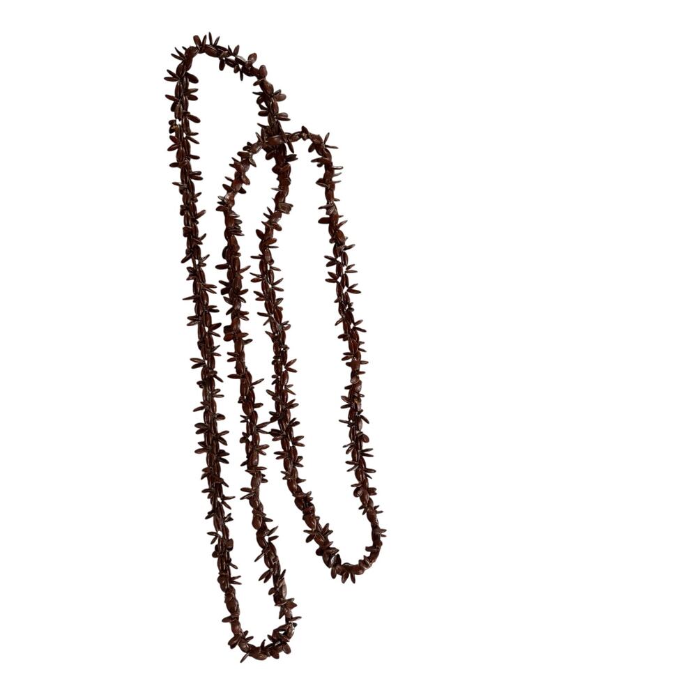 Necklace Vintage Hawaiian Koa Seed 46" long continuous loup handmade brown